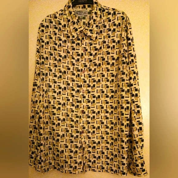 Mens vtg 90s 70s style print shirt Sz XL - Picture 3 of 4